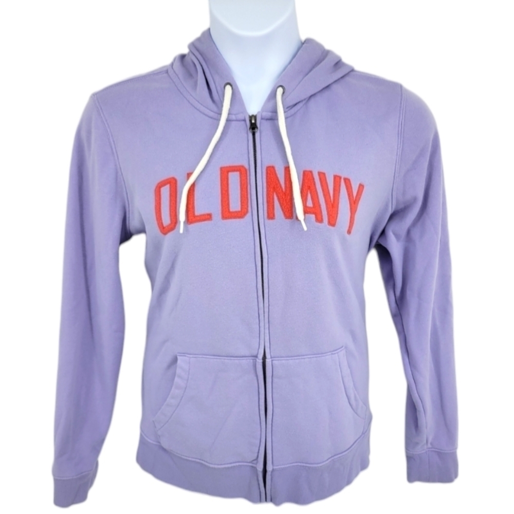 Old Navy Light Purple Logo Drawstring Full-Zip Hoodie for Women (Size: XL)